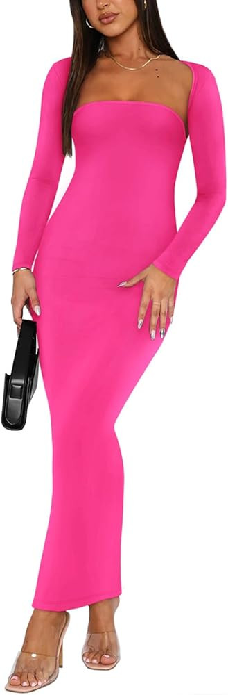 REORIA Conjunto sexy de 2 piezas para mujer, de manga larga, bolero, para salir, sin tirantes, a ... | Amazon (US)