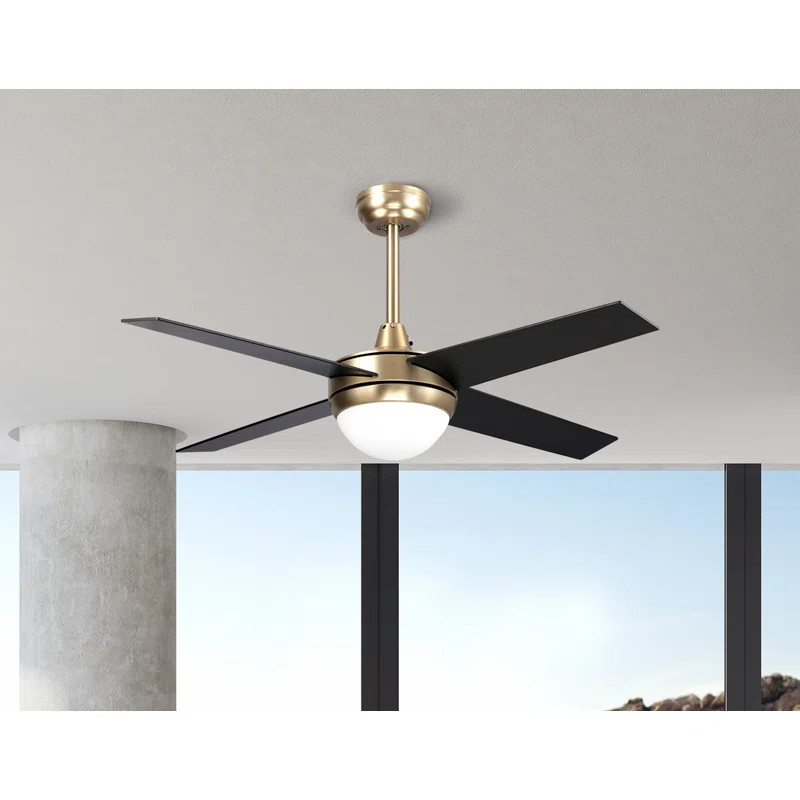 48'' Amrah 4 - Blade LED Smart Standard Ceiling Fan with Wall Control and Light Kit Included | Wayfair North America
