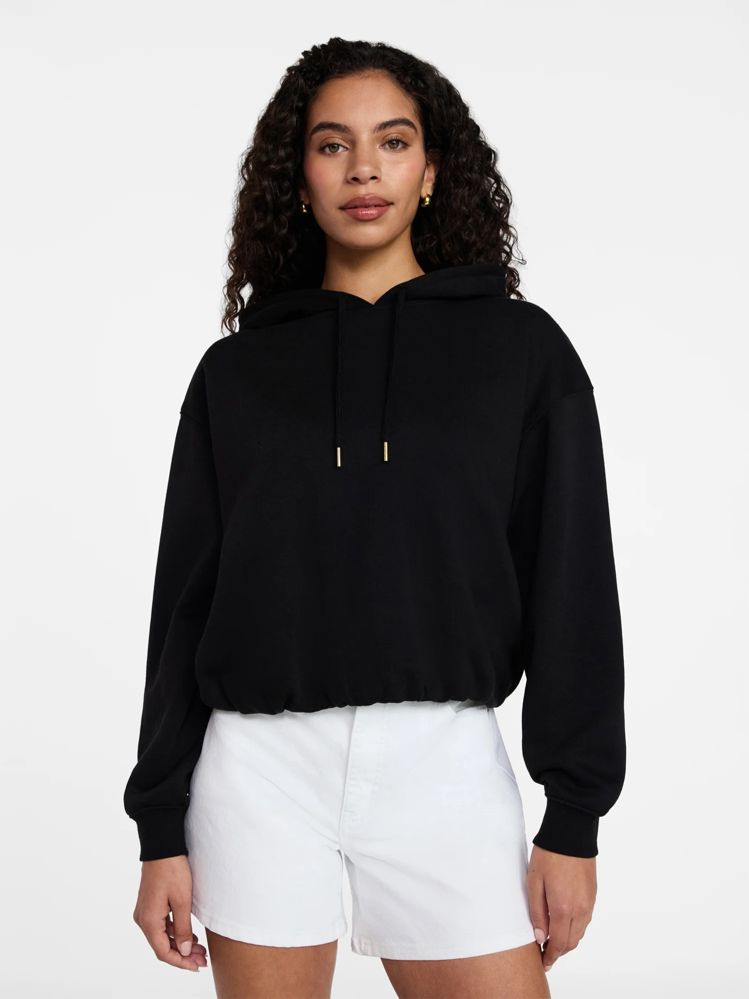 Time and Tru Women's Bubble Hem Pullover Hoodie with Long Sleeves, Size XS-XXXL | Walmart (US)