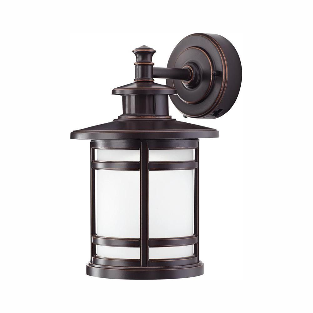 Oil-Rubbed Bronze Motion Sensor Outdoor Integrated LED Wall Lantern Sconce | The Home Depot
