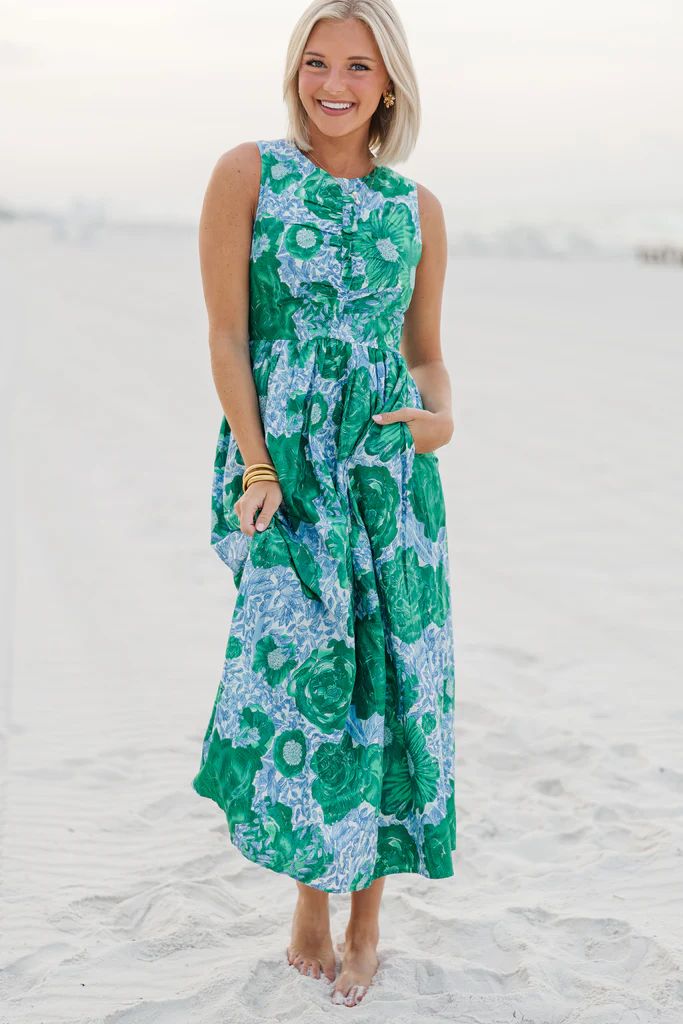 All Together Now Green Floral Midi Dress | The Mint Julep Boutique
