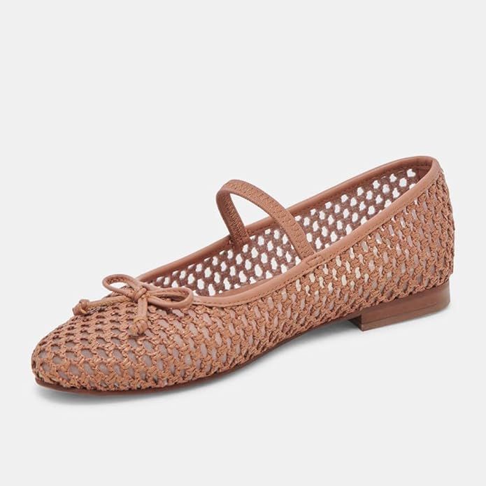 VorisVina Woven Mesh Ballet Flats for Women Raffia Round Toe Mary Jane Ballerina Flats Ladies Cas... | Amazon (US)