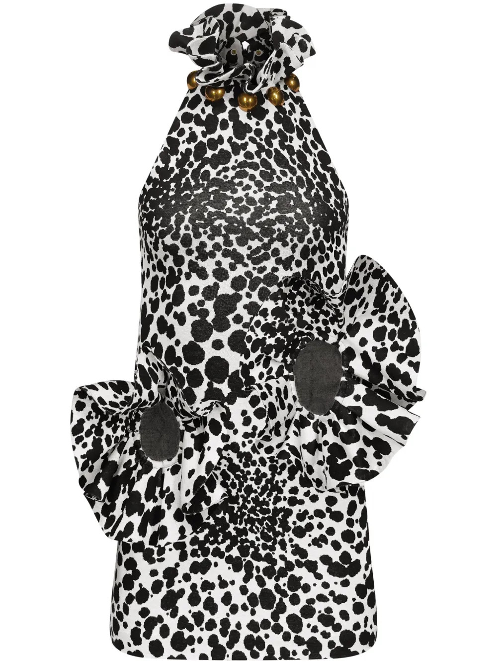 AREA Ruffled dalmatian-jacquard Minidress - Farfetch | Farfetch Global