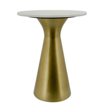 Everly Quinn Metal, 21" Side Table W/ Marble Top, Gold | Wayfair North America