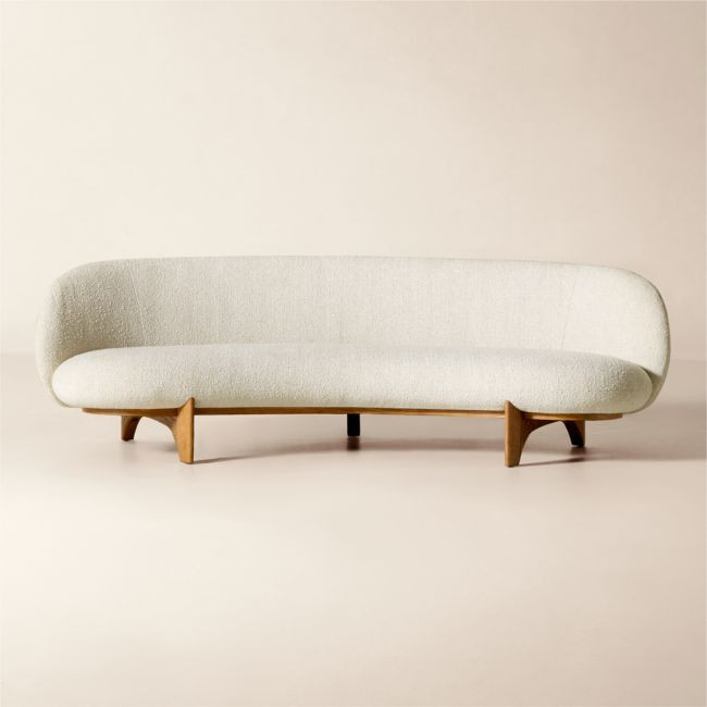 Newt 97"" Ivory Boucle Curved Sofa | CB2