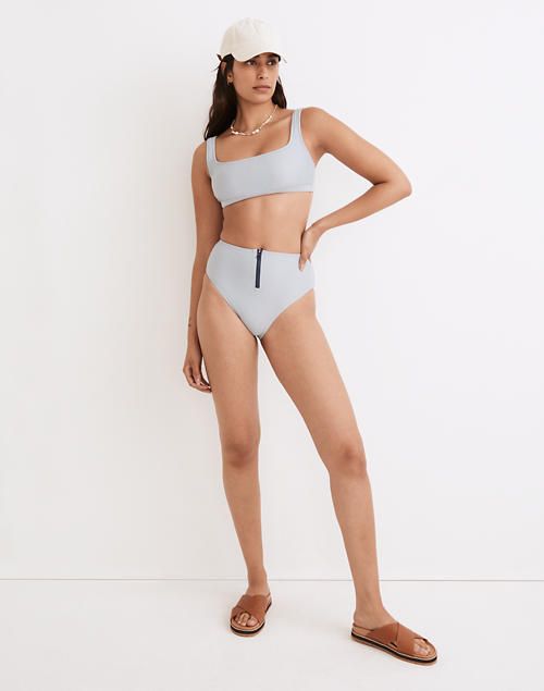 Madewell Second Wave Zip High-Cut Bikini Bottom | Madewell