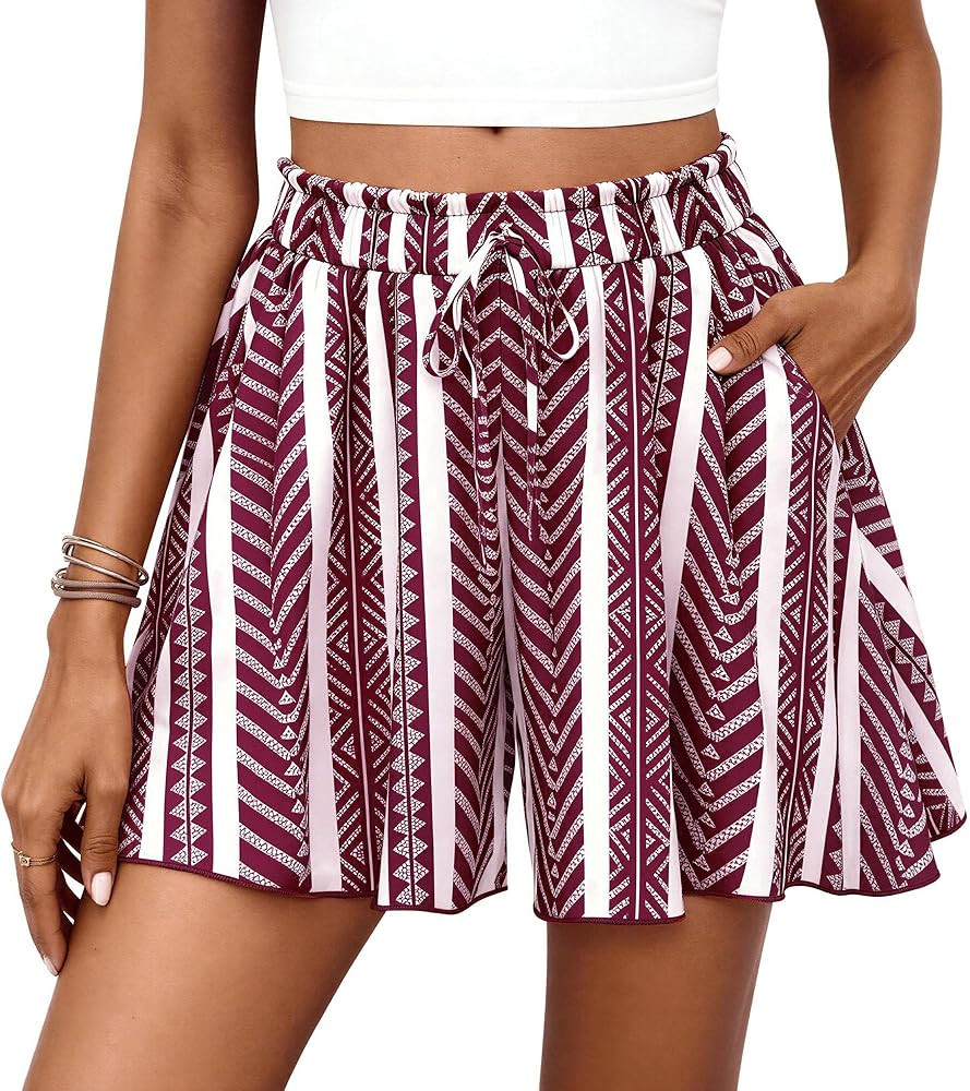 PRETTYGARDEN Women's Flowy Shorts Summer Fashion 2026 Beach Vacation Clothes Casual High Waist Wi... | Amazon (US)