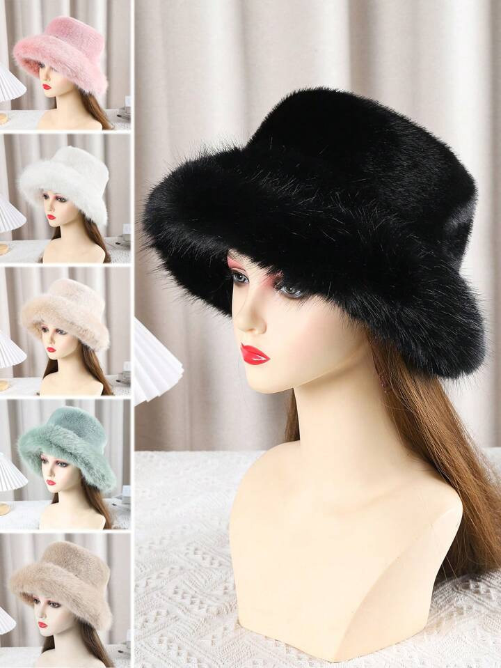 Women's Faux Fur Hat For Winter With Stretch Cossack Russian Style White Warm Cap | SHEIN