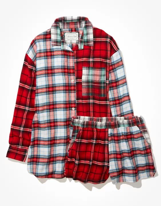 AE Flannel Shirt + Shorts PJ Set | American Eagle Outfitters (US & CA)