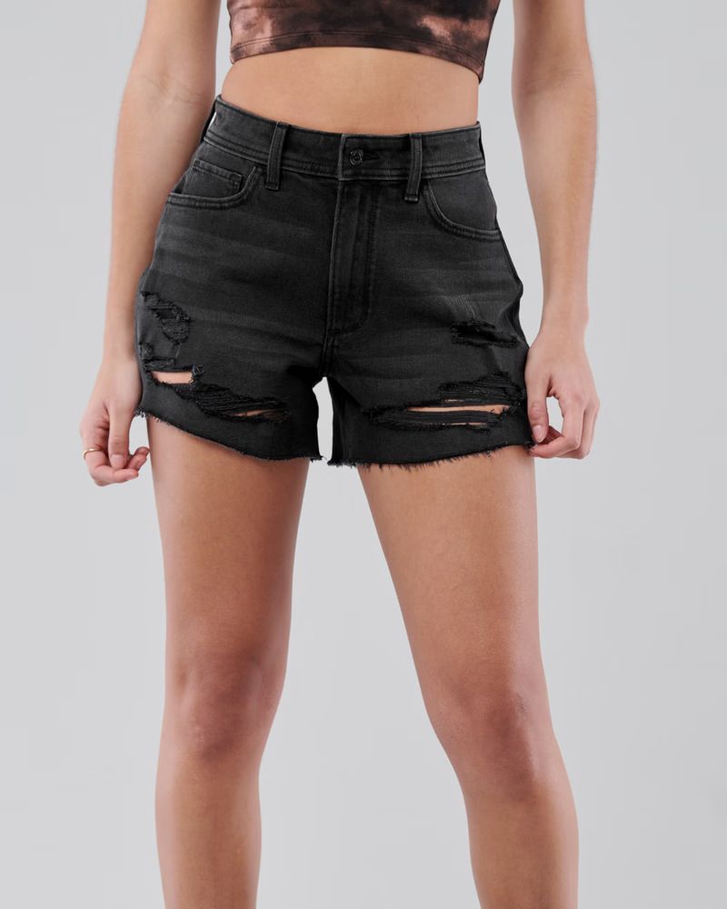 Curvy Vintage Stretch High-Rise Denim Vintage Short 4" | Hollister (US)