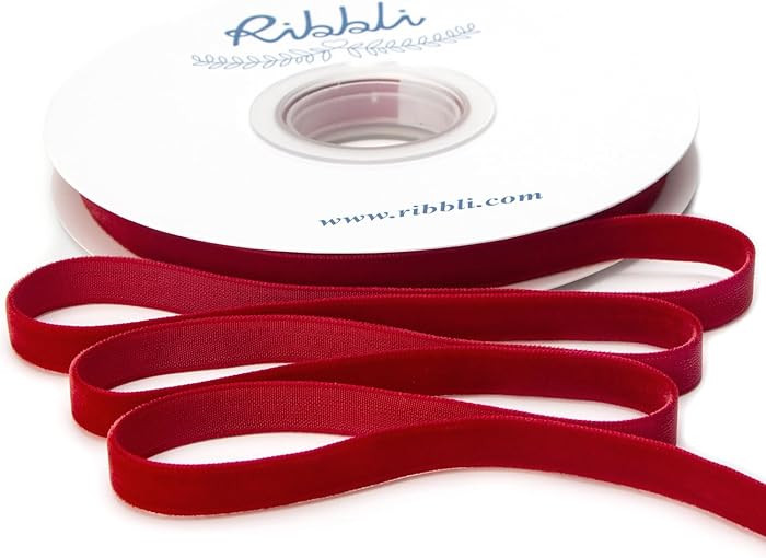 Ribbli Polyester Dark Red Velvet Ribbon,3/8 Inches Continuous10-Yard Spool,Christmas Ribbon for G... | Amazon (US)