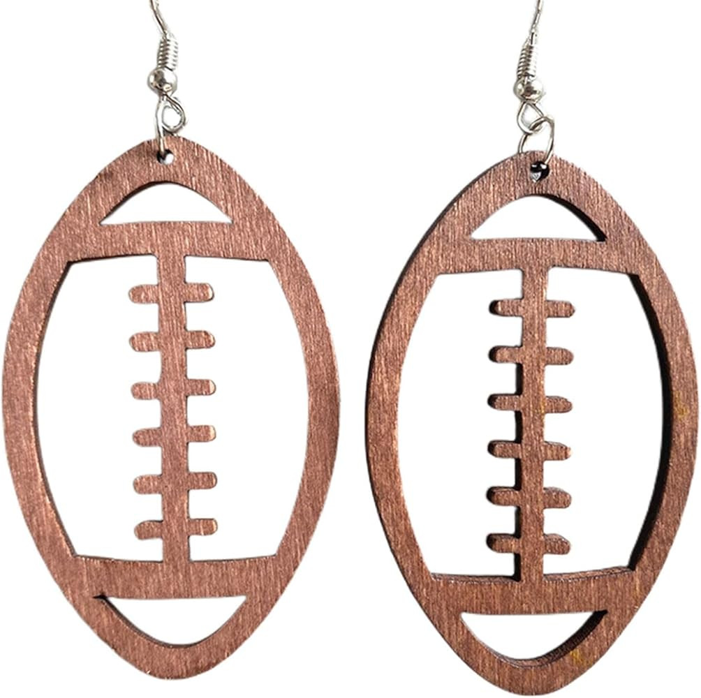 Dainty Football Shape Sports Lover Wooden Dangle Earrings for Women Girls Jewelry | Amazon (US)