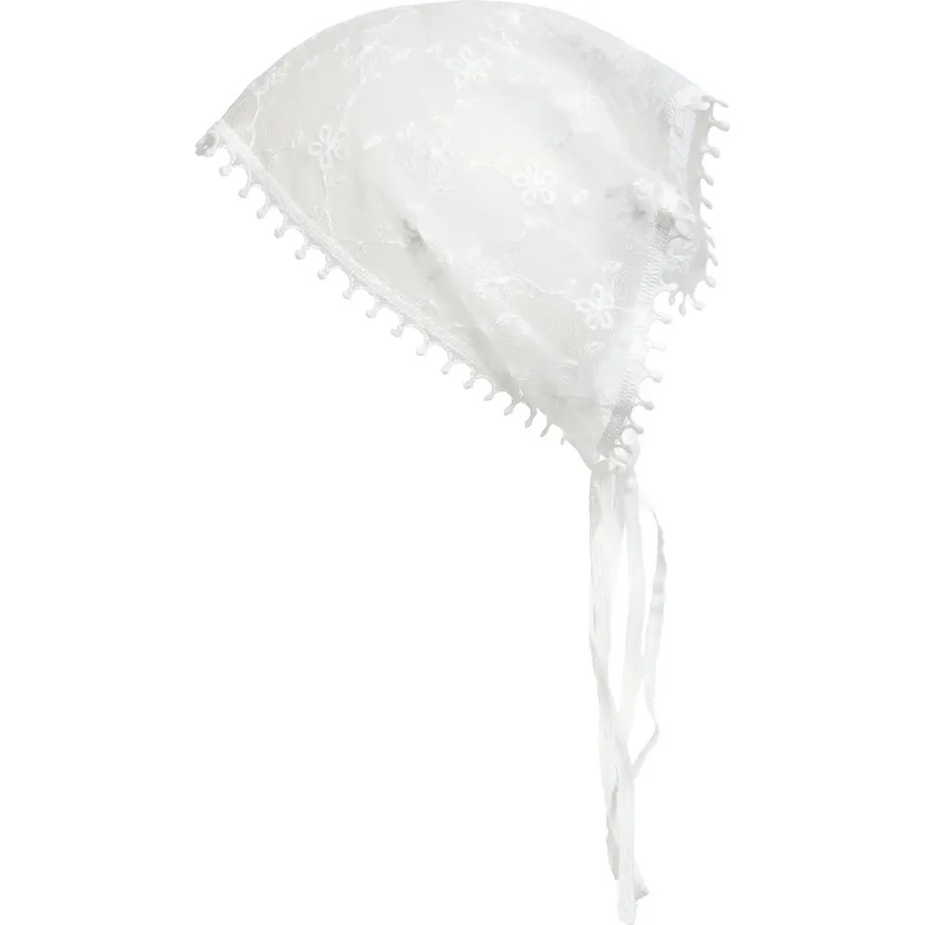 NATASHA Floral Embroidered Lace Headscarf in White at Nordstrom | Nordstrom