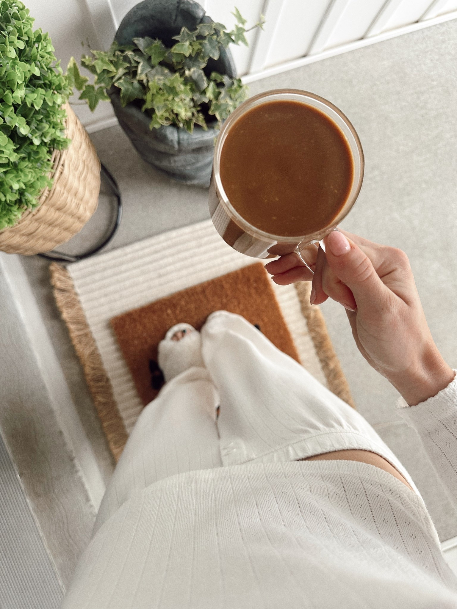 morning coffee + cozy pjs sets 
☁️🫐🌾🌿🕊️

Can’t wait to have my coffee at the new house on my porch! 🏠 so excited to take yall though this process with brad and I! 

#LTKHome #LTKFamily #LTKStyleTip