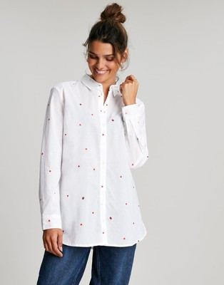 Joules Womens 217659 Casual Cotton Shirt - White Spot  | eBay | eBay UK