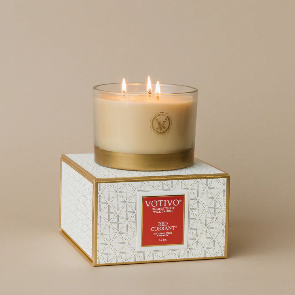 Holiday 3 Wick Candle-Red Currant | Votivo