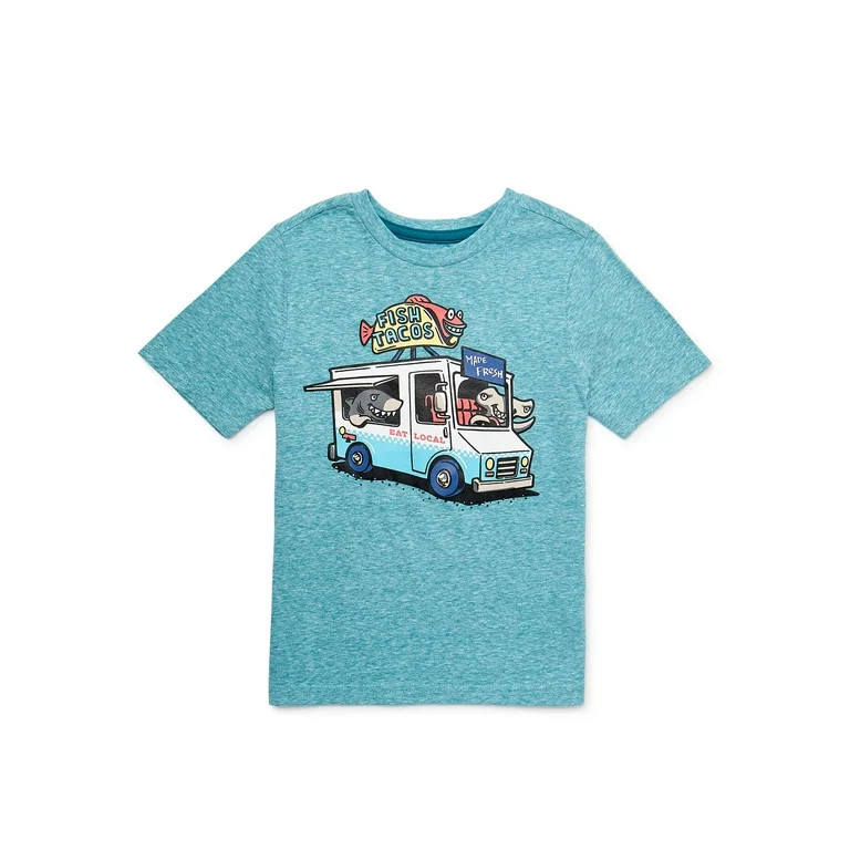 365 Kids Boys Short Sleeve Graphic Heathered T-Shirt, Sizes 4-10 | Walmart (US)