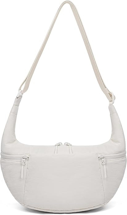 VONAL Nylon Crescent Crossbody Bag, Sloughy Shoulder Hobo Bag for Women, Lightweight Moon Bag Dum... | Amazon (US)