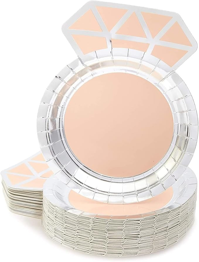 Diamond Ring Party Plates for Bridal Showers and Engagements (48 Pack) | Amazon (US)
