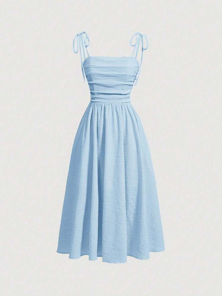 SHEIN MOD Elegant Solid Color Ruched Waist Cami Dress,Summer Dresses For Women,Pastel Dresses For Women | SHEIN