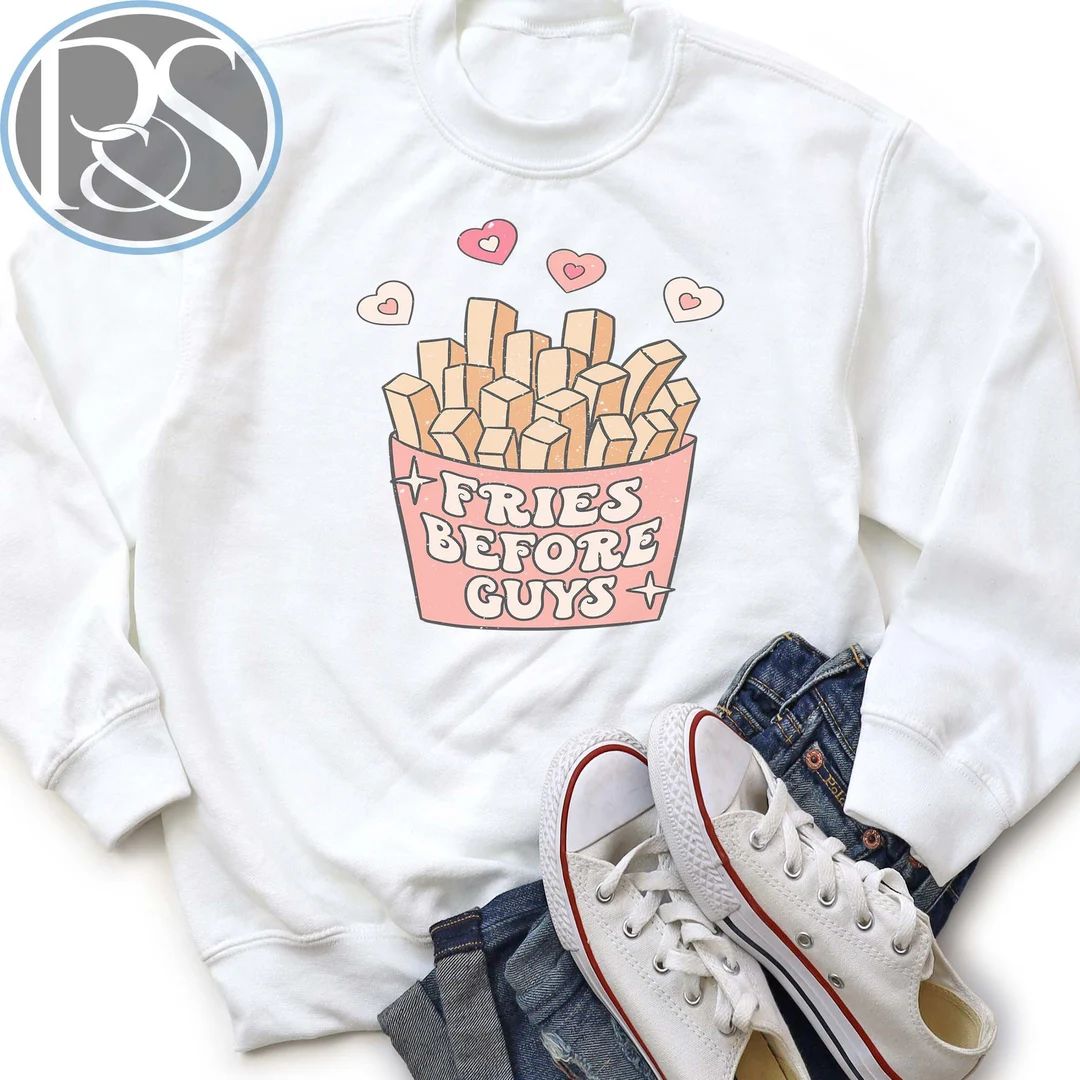 Fries Before Guys Valentine's Day Pullover for Kids - Etsy | Etsy (US)