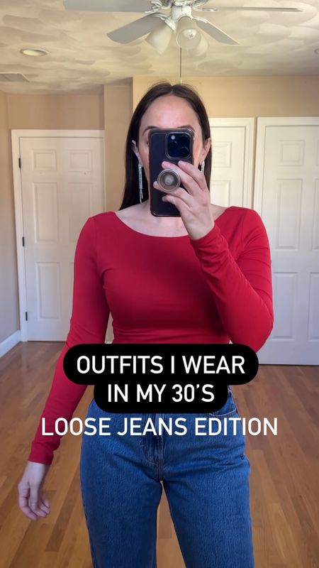 Outfits I wear in my 30s - 

Loose jeans - super flattering and true to size. Perfect for petites. Wearing regular length and I am 5’3”

Bodysuit - SO SOFT and comfortable. True to size. Wearing a small. Comes in lots of colors 

Heels - so good! Kitten heel and comfortable. Also come in black and red 
