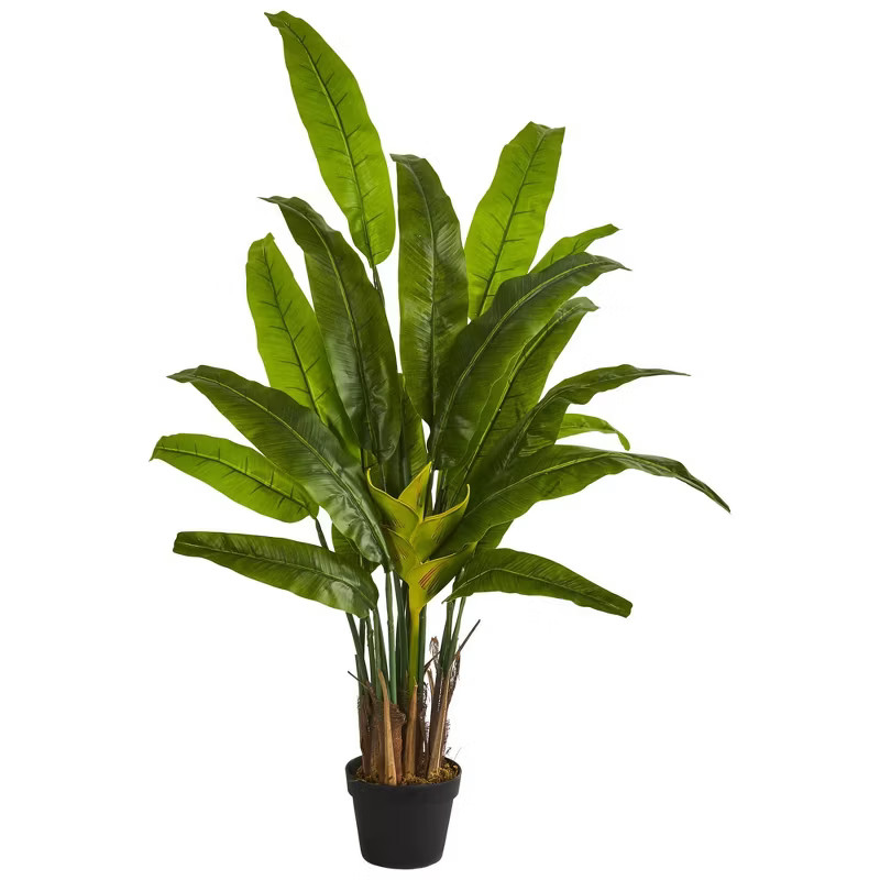 54" Artificial Traveler's Palm Tree in Pot Black - Nearly Natural | Target