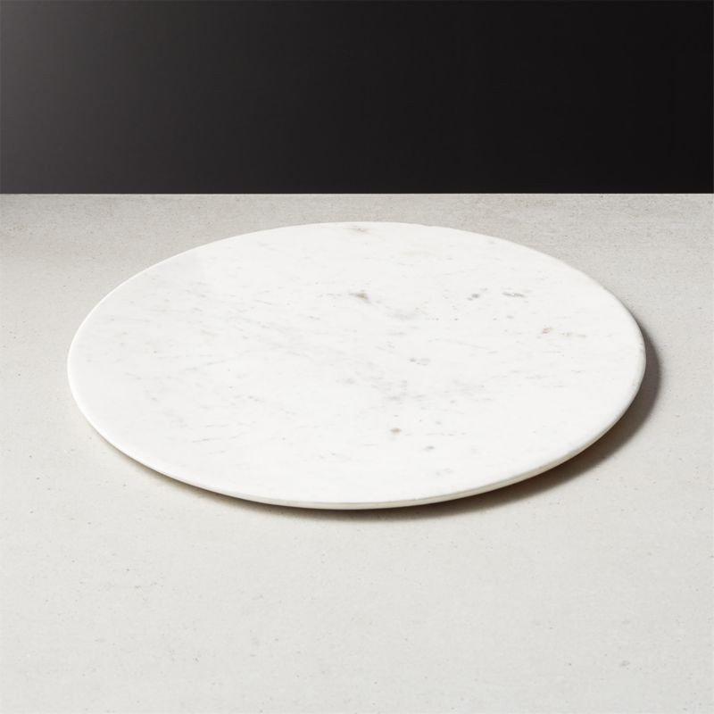 Lilypad Large White Marble Round Server + Reviews | CB2 | CB2