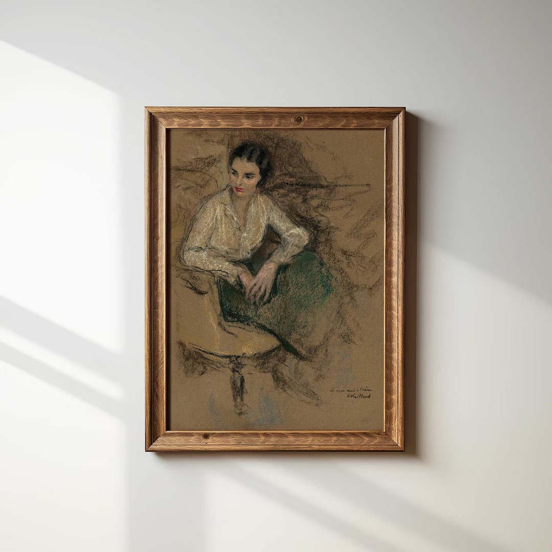 Moody French Portrait | Vintage Sketch Art | Earthy Wall Art | Etsy (US)