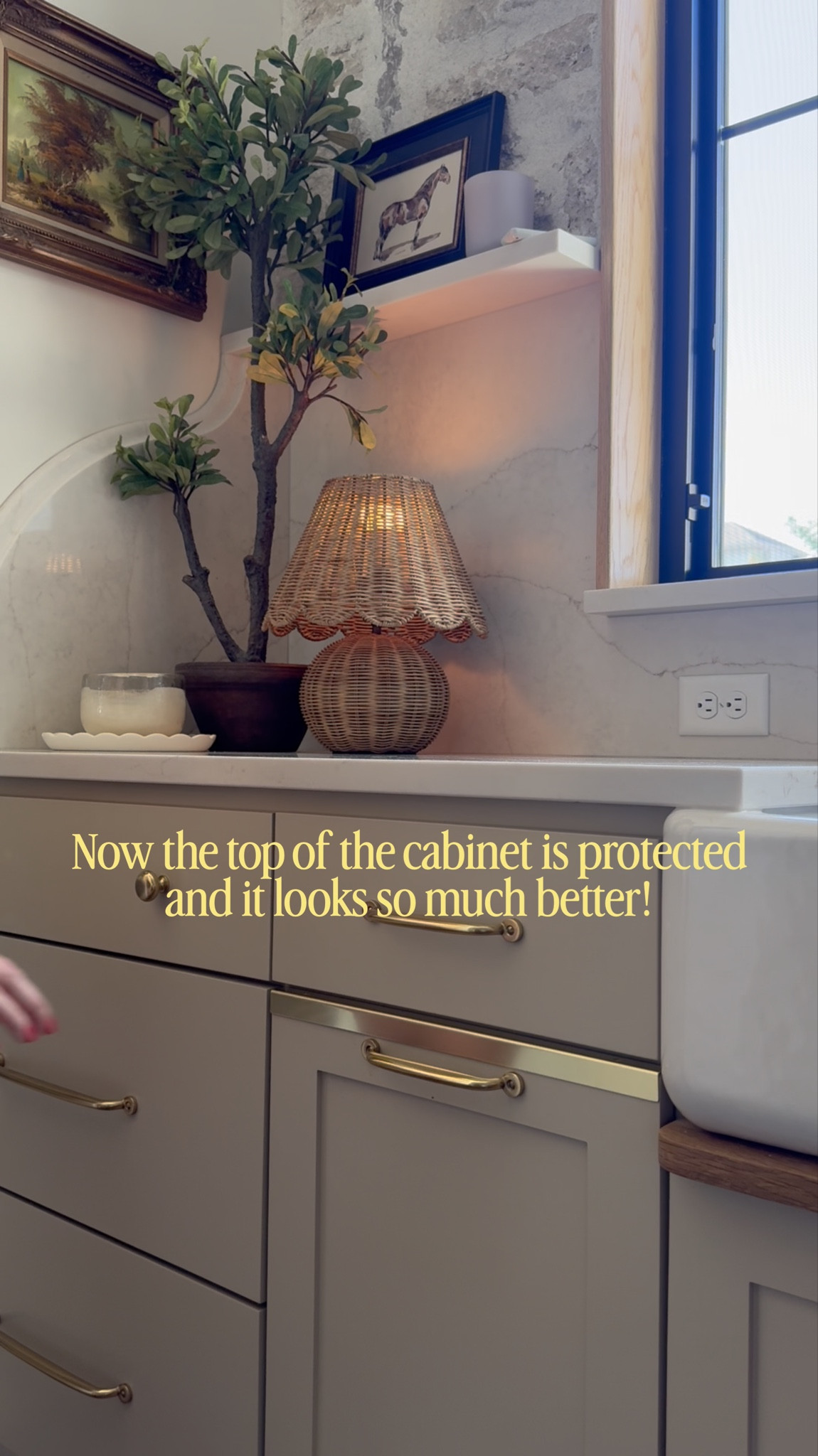 Upgraded our trashcan cabinet with this brass drawer topper and it works perfect! 

#LTKHome