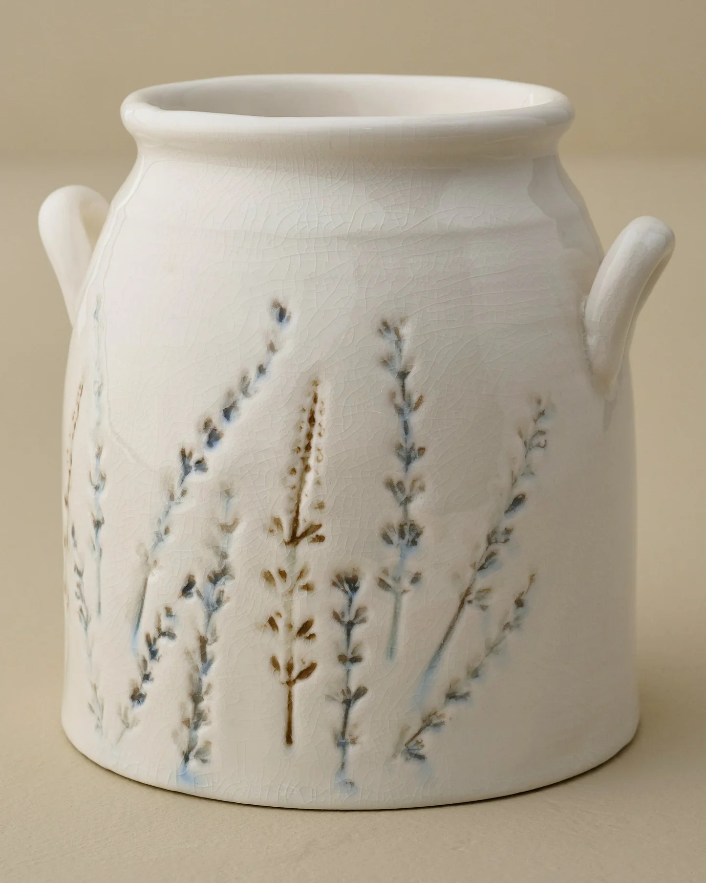 Pressed Floral Utensil Crock | Magnolia