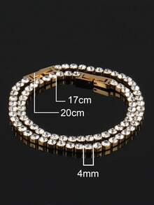 1pc 4mm Stainless Steel Tennis Chain Bracelet For Women Hip Hop Men's Crystal Zirconia Bracelets ... | SHEIN