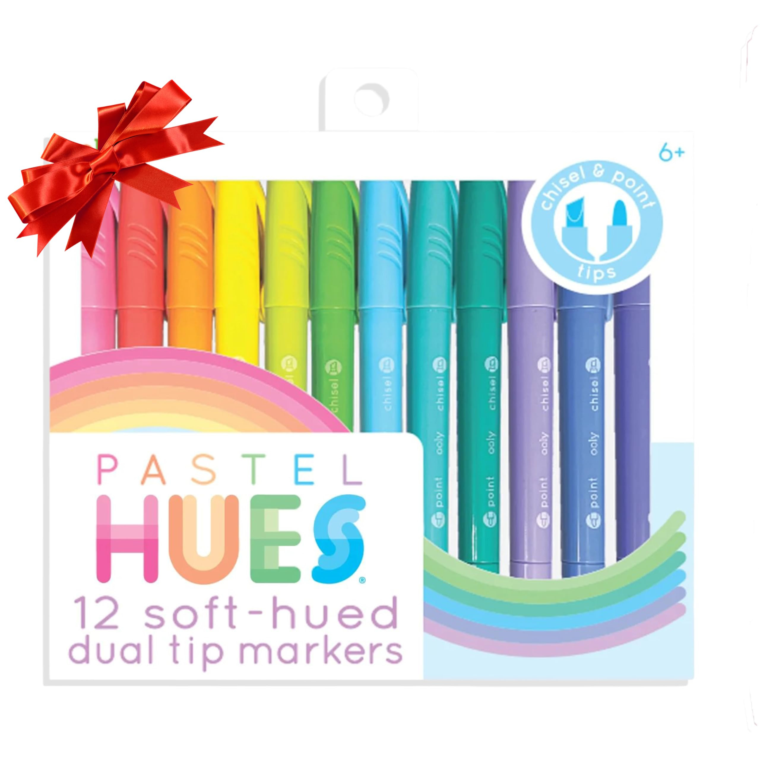 Ooly Pastel Hues Dual Tip Markers - Set of 12 Water Based Colors, Chisel and Point Tip on Each Ma... | Amazon (US)