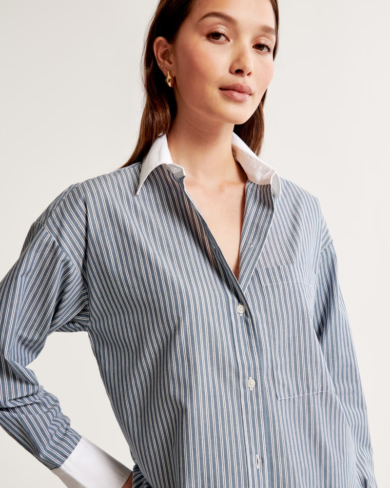 Women's Oversized Poplin Shirt | Women's Tops | Abercrombie.com | Abercrombie & Fitch (US)
