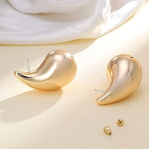 Apsvo Extra Large Drop Earring, Oversized Chunky Gold Hoop Earrings for Women Girl, Lightweight H... | Amazon (US)