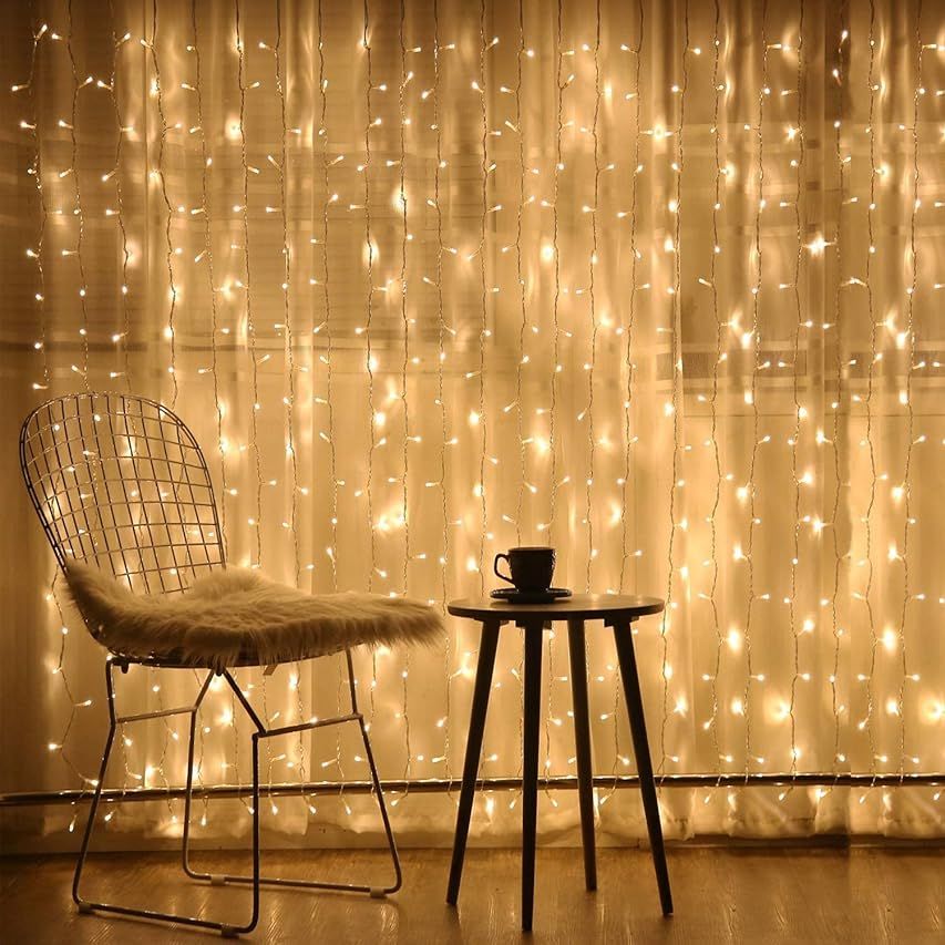 Twinkle Star 300 LED Window Curtain String Light Wedding Party Home Garden Bedroom Outdoor Indoor Wa | Amazon (US)