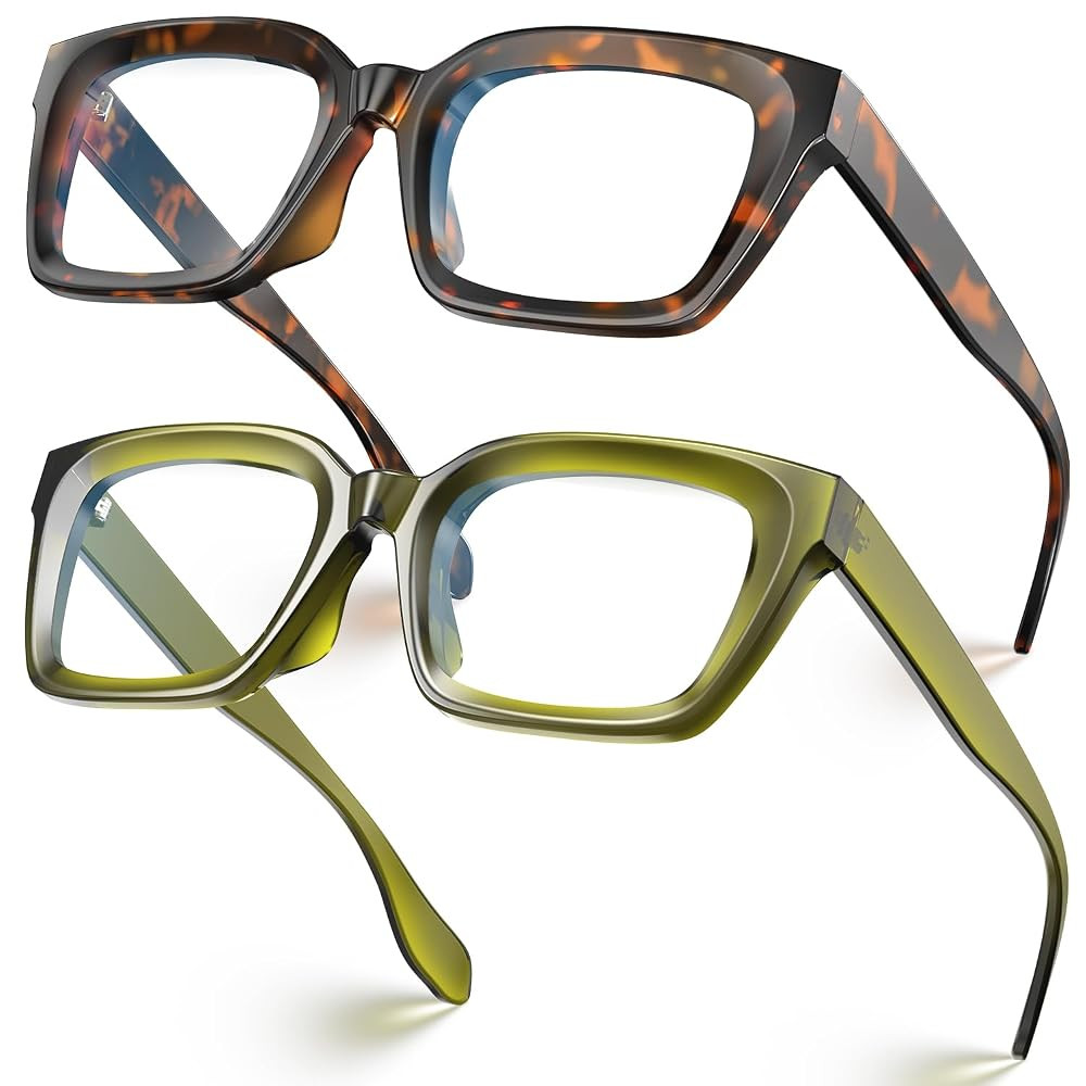 VISOONE Chunky Square Blue Light Blocking Glasses with Anti Computer Glare for Working Women Men ... | Amazon (US)