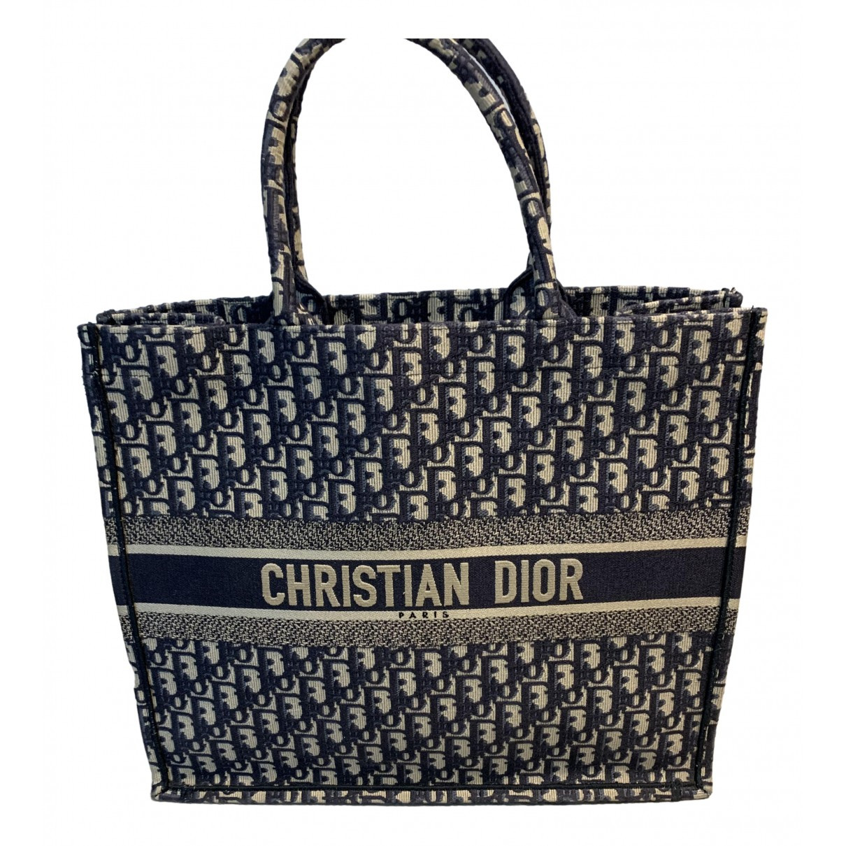 Dior Book Tote Navy Cloth handbag for Women | Vestiaire Collective (Global)