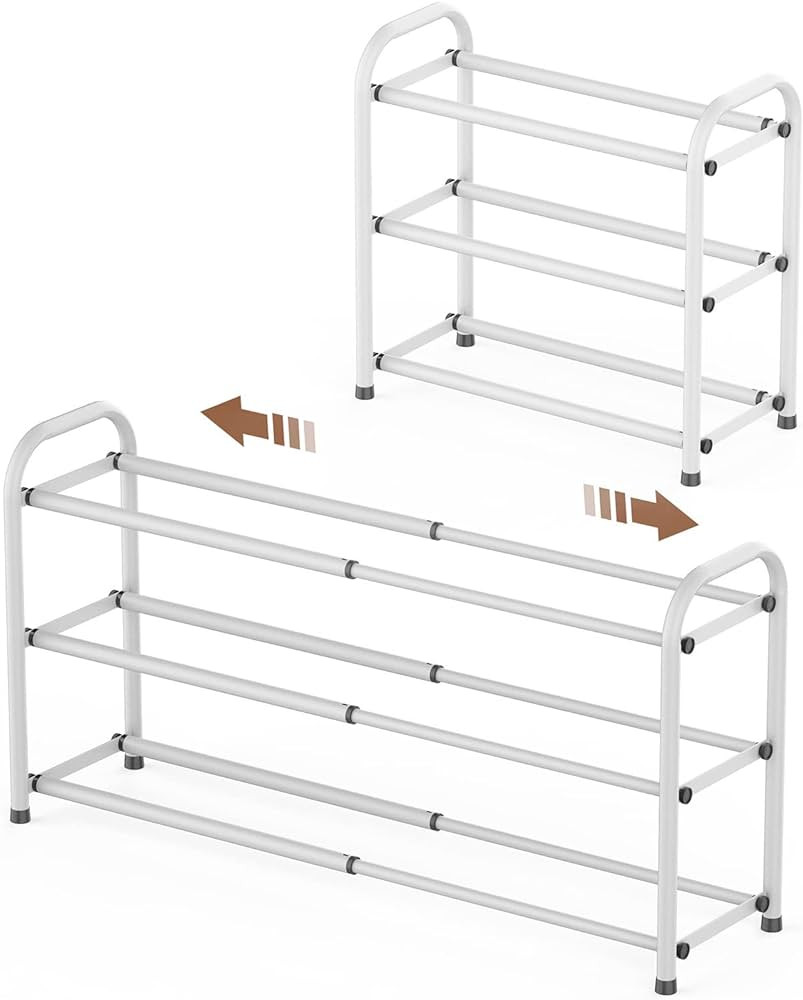 Gonfoam 3-Tier Expandable Shoe Rack,Adjustable Shoe Shelf Storage Organizer Heavy Duty Metal Free... | Amazon (US)