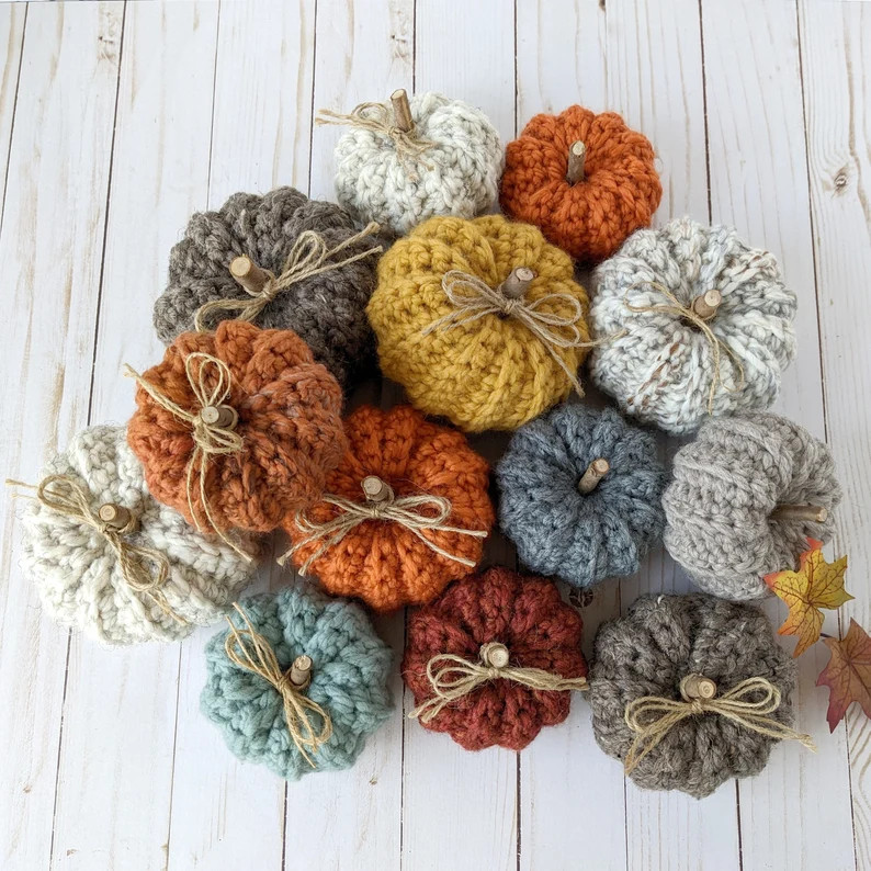 Crochet Pumpkins, Fall Home Decoration, Farmhouse Décor, Harvest, Rustic Handmade Pumpkins, Knit... | Etsy (US)