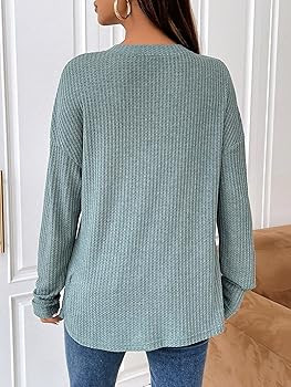 MakeMeChic Women's Maternity Long Sleeve Round Neck T Shirts Button Front Loose Pregnancy Tee Top... | Amazon (US)