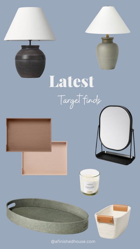 Target finds, target home, table lamp, ceramic base table lamp, makeup mirror, paper tray, oval tray, candle, storage baskets, home organization 

#LTKstyletip #LTKhome #LTKFind