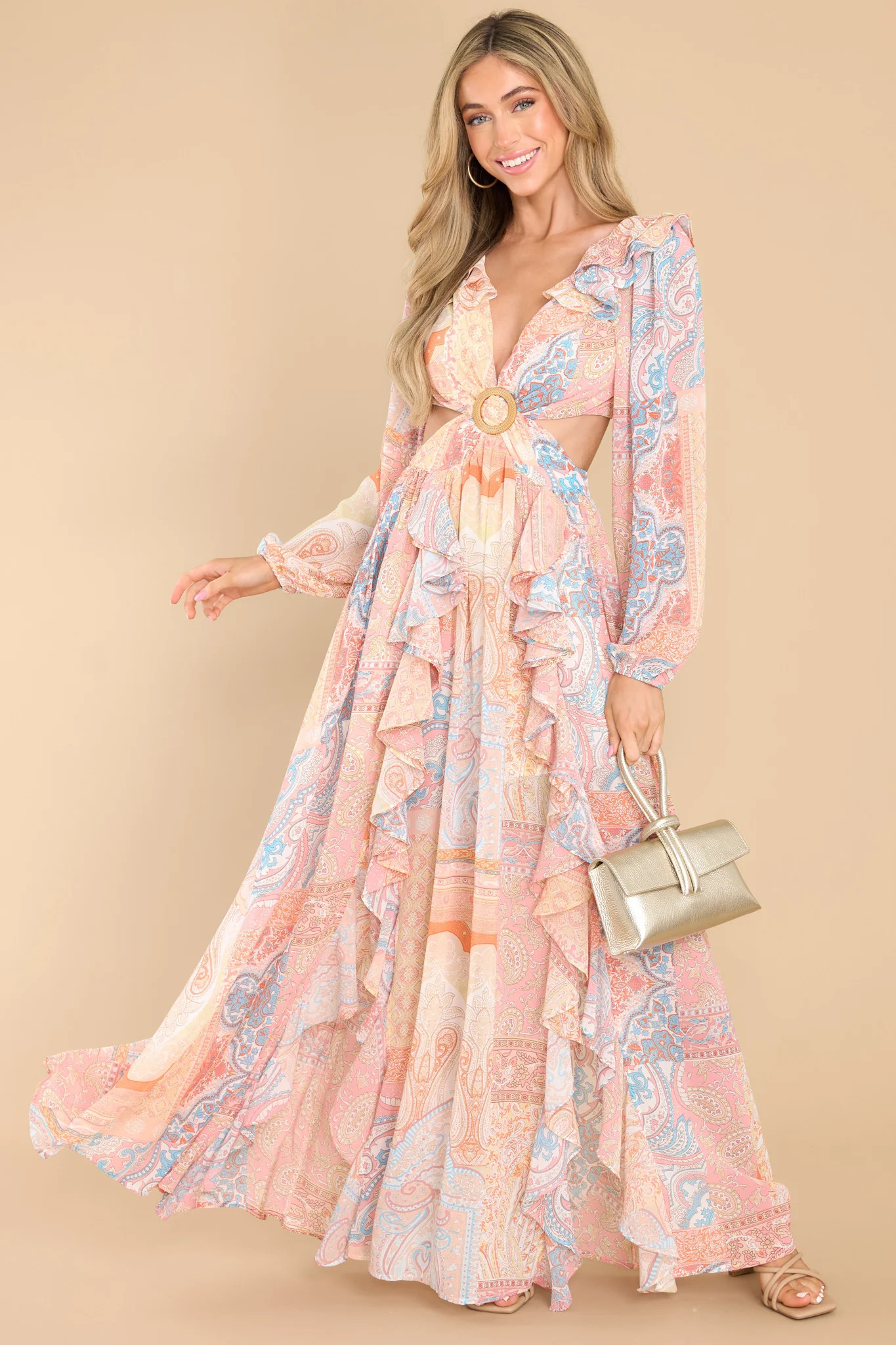 Still Holding On Blush Print Maxi Dress | Red Dress 