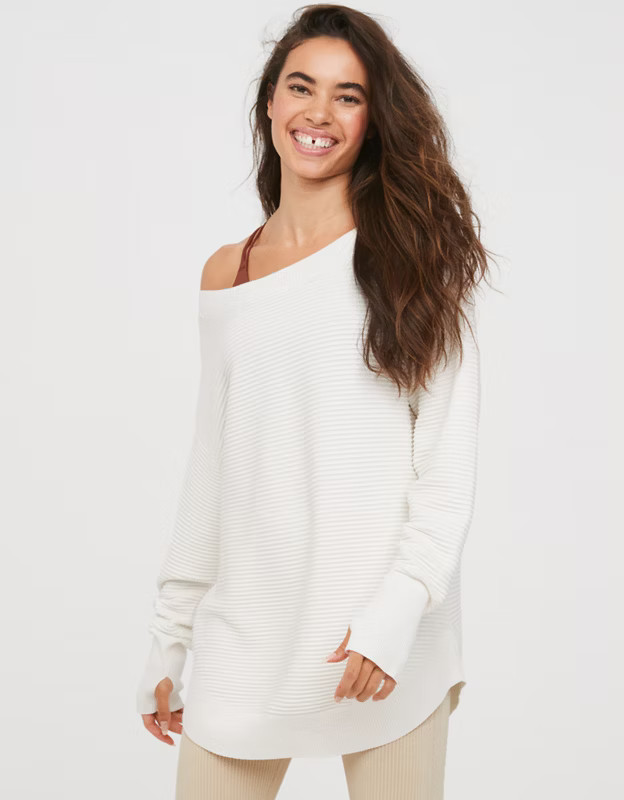 OFFLINE by Aerie Home Stretch Off The Shoulder Sweater | Aerie