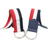 Navyblue-Red-White Striped D Ring Woven Belt, D Belt With Leather Detail, Web Double | Etsy (US)