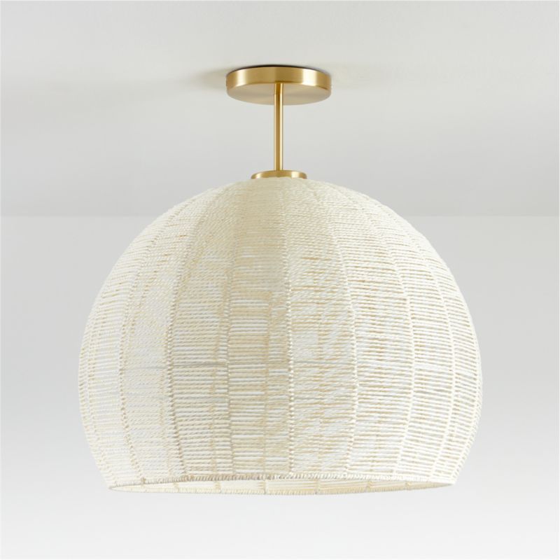 Cream Woven Rope Nursery Flush Mount Light Chandelier + Reviews | Crate & Kids | Crate & Barrel