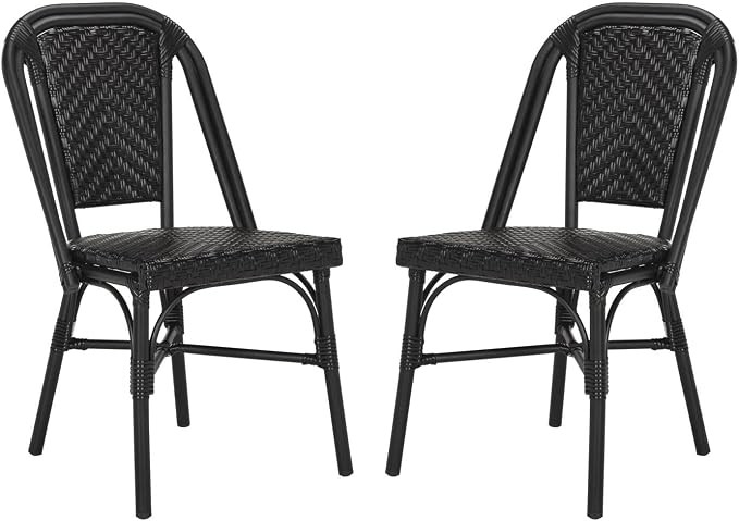 Safavieh PAT4013A-SET2 Outdoor Collection Daria Black Stacking Side Chair | Amazon (US)