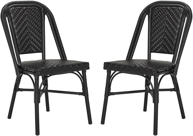 Safavieh PAT4013A-SET2 Outdoor Collection Daria Black Stacking Side Chair | Amazon (US)
