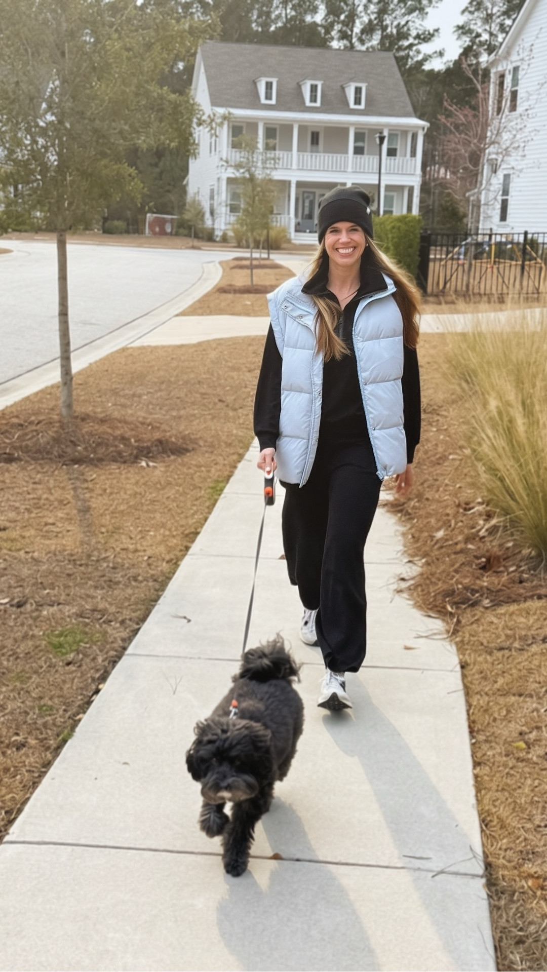 Amazon sweatsuit, puffy vest and silk lined beanie. 

#LTKmomlife #LTKSeasonal #LTKootd