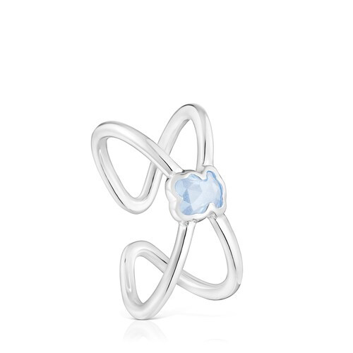 Small silver Ring with laboratory-grown blue spinel Icon Color LGG | TOUS USA